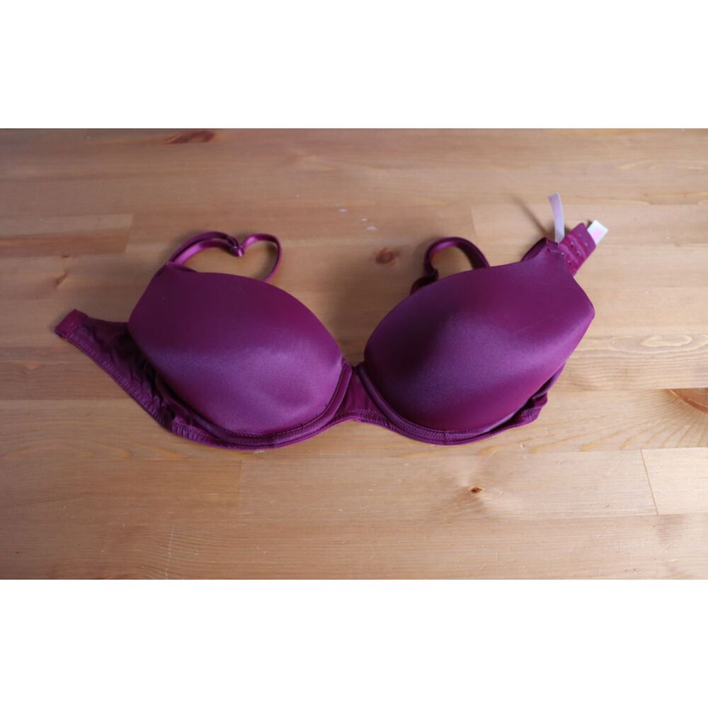 Victoria’s Secret PINK Wear Everywhere Bra – 34C, Maroon & Pink, Lightly Lined